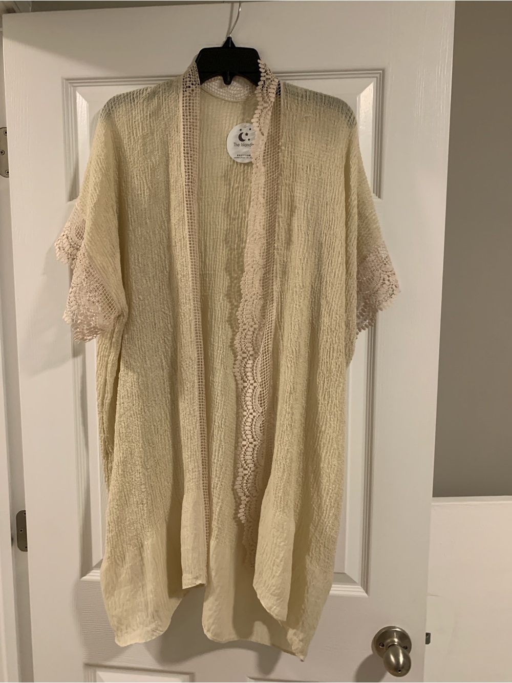 Light Cream Crochet Trim Kimono